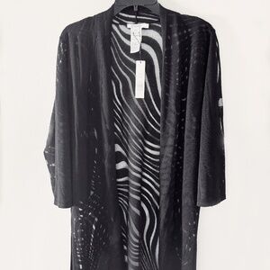 Chico's Cardigan Sweater -Long - Chico's size 2 (12) -Black sheer -New with tags